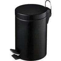 Premier Housewares Stylish Design 3Ltr Turqoise Pedal Bin, Compact Composite Bin For Kitchen, Convenient Bin With Handle in Black