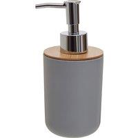 Orsina Subtle White Lotion Dispenser With Bamboo Fibre Body, Liquid Soap Pump For Hand Wash, Moisturizer Dispenser in Grey