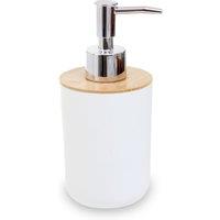 Orsina Subtle White Lotion Dispenser With Bamboo Fibre Body, Liquid Soap Pump For Hand Wash, Moisturizer Dispenser