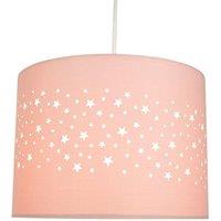 Happy Homewares Stars Decorated Children/Kids Soft Cotton Bedroom Pendant or Lamp Shade in Pink