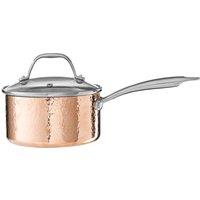 Orsina Small 16cm Hammered Finish Saucepan With Lid, Copper Coated Stainless Steel Cookware, Saucepan For Daily Use in Gold