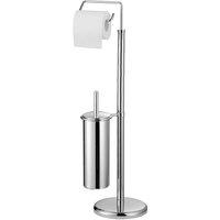 Orsina Chrome Toilet Brush & Roll Holder, Freestanding Toilet Roll Holder With Brush, Toilet Brush & Roll Stand in Silver