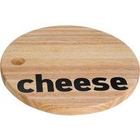 Orsina Cheese Board, Durable 25cm Round Rubberwood Serving Board, Bold 'Cheese' Typography in Natural