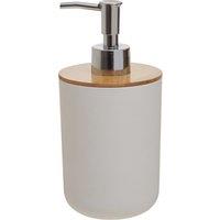 Orsina Grey Lotion Dispenser With Silver Pump, 500ml Bamboo Fibre Hand Lotion Dispenser, Sturdy Bathroom Accessory in White