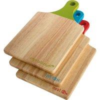 Orsina Set of Three Icon Paddle Chopping & Serving Boards, Durable Colour-Coded Rubberwood in Natural
