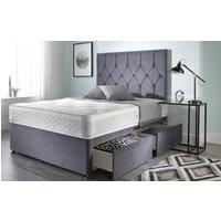 Somnior Ziggy Plush Velvet Divan Bed 2 drawers with Sprung Memory Foam Mattress & headboard in Charcoal | Size: Double