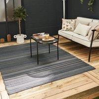 THE RUGS Reversible Weatherproof Outdoor Dark Grey Rugs Striped Rainbow 1020 | Size: 180 cm x 270 cm