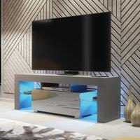 Creative Furniture Floe TV Unit 130cm - A Sleek & Elegant Cabinet with Gloss Doors & LED Lights in Dark Grey