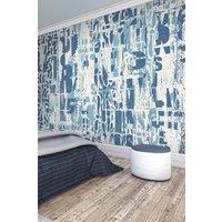 Origin Murals Letterpress Graffiti Wall Mural in Blue | Size: W350 cm x H280 cm