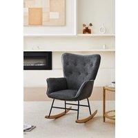 Grey Button Linen Upholstered Rocking Chair