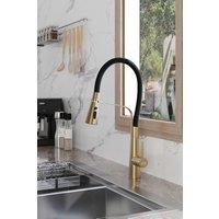 Gold Silicone Sprayer Pull-Down Kitchen Faucet
