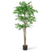 Costway 160 CM Artificial Bamboo Tree Fake Faux Bamboo Potted Plant Natural Wood Trunk in Green
