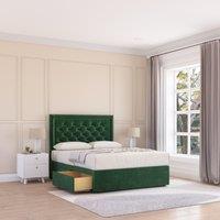 Sloomy Montana Plush Velvet Memory Foam Bed Set With 2 Drawers, Mattress & Headboard in Emerald | Size: Single