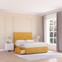 Sloomy Montana Plush Velvet Memory Foam Bed Set With 2 Drawers, Mattress & Headboard in Gold | Size: Single