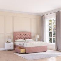 Sloomy Montana Plush Velvet Memory Foam Bed Set With 2 Drawers, Mattress & Headboard in Pink | Size: Small Single