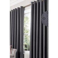 Alan Symonds Diamond Blackout Eyelet Curtains Thermal Lined Ready Made Curtains in Charcoal | Size: 229 cm width x 229 cm drop