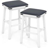 Costway Set of 2 Bar Stools 76cm PU Leather Padded Counter Height Backless Chair in Brown