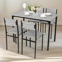 FURNOS Industrial Dining Table With 4 Chairs Set Furniture in Grey