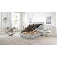 Somnior Flexby Linen Fabric Side Opening Ottoman Bed With Headboard in Light Grey | Size: Double