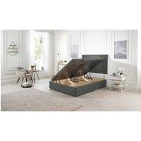 Somnior Flexby Linen Fabric Side Opening Ottoman Bed With Headboard in Charcoal | Size: Single