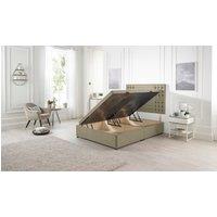 Somnior Flexby Linen Fabric Side Opening Ottoman Bed With Headboard in Brown | Size: Double