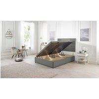 Somnior Flexby Linen Fabric Side Opening Ottoman Bed With Headboard in Silver | Size: Small Single