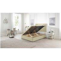 Somnior Flexby Linen Fabric Side Opening Ottoman Bed With Headboard in Beige | Size: Small Single
