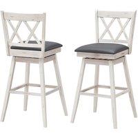 Costway Set of 2 Bar Stools Counter Height Chair Pub 360 Swiveling Upholstered Seat 29"