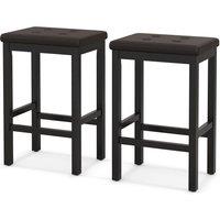 Costway Set of 2 Bar Stools 61cm Counter Height Stool Kitchen Modern Breakfast Stool in Brown