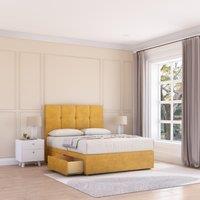 Sloomy Jasmine Plush Velvet Memory Foam Bed Set With 2 Drawers, Mattress & Headboard in Gold | Size: Small Single