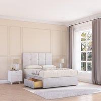 Sloomy Jasmine Plush Velvet Memory Foam Bed Set With 2 Drawers, Mattress & Headboard in Silver | Size: King