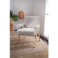 Linen Upholsteried Wooden Armchair