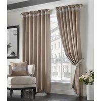 Luxury Living Palace Diamante Ring Top Blackout Curtains in Beige | Size: 229 cm width x 229 cm drop
