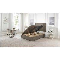 Somnior Flexby Tweed Fabric Side Opening Ottoman Bed With Headboard in Brown | Size: Super King