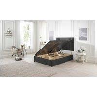Somnior Flexby Tweed Fabric Side Opening Ottoman Bed With Headboard in Charcoal | Size: Single