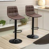 FURNOS 2PC Height Adjustable 360 Swivel Barstools Set With Shell Seat in Brown