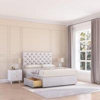 Sloomy Mayfair Plush Bed Set With 2 Drawers, Mattress & Headboard in Silver | Size: Single