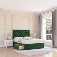 Sloomy Mayfair Plush Velvet Memory Foam Bed Set With 2 Drawers, Mattress & Headboard in Emerald | Size: Small Single