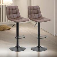 FURNOS 2PC Height Adjustable 360 Swivel Barstools Set With Tuffed Backrest in Brown