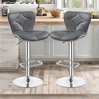 FURNOS 2PC Height Adjustable 360 Swivel Barstools Set With Shell Backrest in Dark Grey