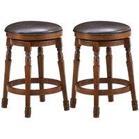 Costway Set of 2 Bar Stools Kitchen Counter Height Pub Chair 360 Swivel 62cm Tall in Brown