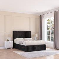 Sloomy Madison Plush Velvet Memory Foam Bed Set With 4 Drawers, Mattress & Headboard in Black | Size: Double