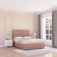 Sloomy Madison Plush Velvet Memory Foam Bed Set With 4 Drawers, Mattress & Headboard in Pink | Size: Double