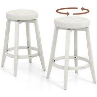 Costway Set of 2 Bar Stools Kitchen Upholstered Chair 360 Swivel Pub Stool 66cm