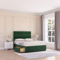Sloomy Texas Plush Velvet Memory Foam Bed Set With 2 Drawers, Mattress & Headboard in Emerald | Size: Single