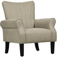 HOMCOM Armchair, Upholstered Modern Accent Chair with Wood Legs in Beige