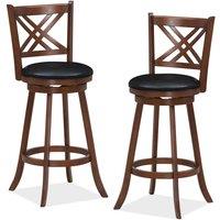 Costway Set of 2 Bar Stools Counter Height Chair Pub 360 Swiveling Upholstered Seat 29"