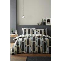 Fusion 'Orea' Retro Inspired Easycare Duvet Cover Set in Charcoal | Size: Single
