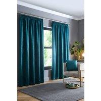 Fusion 'Galaxy' Pair of Light Reducing Thermal Effect Pencil Pleat Curtains in Dark Green | Size: 117 cm width x 137 cm drop