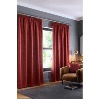 Fusion 'Galaxy' Pair of Light Reducing Thermal Effect Pencil Pleat Curtains in Terracotta | Size: 168 cm width x 229 cm drop
